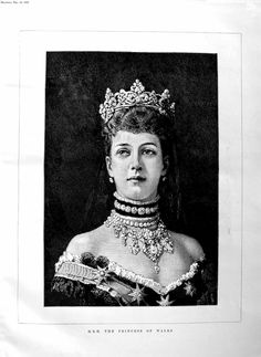 an old black and white photo of a woman wearing a tiara