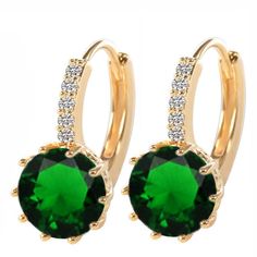 green Elegant Round Hoop Earrings With Emerald, Green Formal Hoop Earrings, Formal Green Hoop Earrings, Elegant Green Hoop Earrings, Elegant Small Hoop Green Earrings, Elegant Emerald Huggie Earrings As Gift, Green Round Crystal Earrings For Formal Occasions, Green Crystal Earrings For May Birthstone Anniversary, Elegant Green Hoop Earrings As Gift