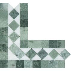 a white and green tile pattern with squares on it's sides, in the shape of an arrow