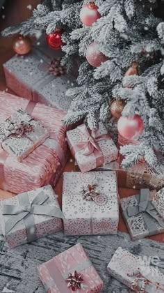 presents under the christmas tree with decorations