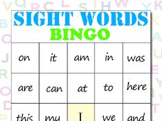 sight words bingo game for kids to practice sight words and spelling with the letter l