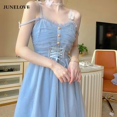 Welcome To Kukombo Official Store! Preppy Aesthetic Outfits, Lace Sundress, Milkmaid Dress, Bling Dress, Lace Dress Casual, Dress Cottagecore, Elegant Feminine, Cottagecore Dress, Romantic Dress