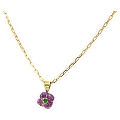 3.19 Carat Handmade Peridot Necklace For Sale at 1stDibs Peridot Necklace, Emerald Color, Emerald Necklace, Emerald Cut, Colorful Flowers, Color Purple, Chains Necklace, Gold Color, Violet