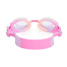 a pair of pink and purple goggles on a white background