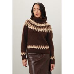 Brown abstract knit (85% Alpaca Wool, 15% Polyamide). Sweater. Long sleeves. Turtleneck. Pull on. 23.5" from shoulder to hemline. Imported. Ralph Lauren Turtleneck, Apres Ski Style, Ski Fashion, Rent The Runway, Fair Isle Sweater, Closet Designs, Ski Pants, Alpaca Wool, Chunky Knit