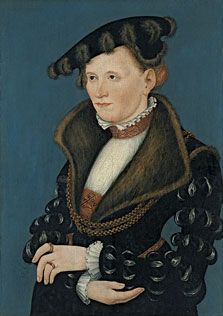 an old painting of a woman in black and brown