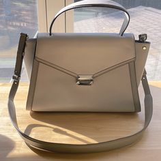 Michael Kors Whitney - Lg Th Satchel - Leather - Alumin/Prgry Color (Silver Gray) - Gently Used. Bags Michael Kors, Michael Kors Bag, Satchel, Michael Kors, Bag Lady, Grey, Leather, Silver, Women Shopping