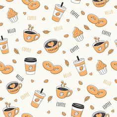 coffee cups and donuts on a white background