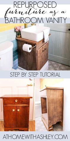 bathroom vanity makeover with step by step instructions