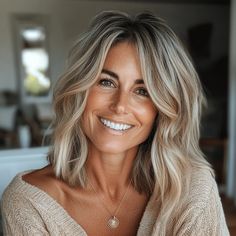 Ash Blonde Hair Over 60, Blonde Hair For Over 40, Grey And Ash Blonde Hair, Blonde For Over 40 Over 40, Brown With Blonde Hair Ideas, Gray Blonde Hair Balayage Ash Brown, Aging Blonde Hair, Blondes To Brunette, Ash Blonde Lowlights In Blonde Hair