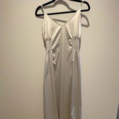 Zara Silky Dress Adjustable Strap Never Worn, Excellent Condition From Non Smoking, No Pet Home White Midi Slip Sundress, White Slip Dress For Spring Evening, Zara White Midi Dress With Spaghetti Straps, White A-line Ruched Maxi Dress, Zara Lined Midi Dress, White Feminine Zara Midi Dress, Zara White Feminine Midi Dress, Zara Midi Dress For Daywear, White Fitted Zara Slip Dress