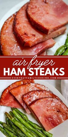 Your dinner ideas for tonight must have this sweet ham recipe! Easy and ready in under 15 minutes, it's a main dish you can enjoy any day of the week. Whether plain or made with honey or brown sugar, these Air Fryer Ham Steaks are delicious! Best Way To Cook A Ham Steak, Ham Slices In Air Fryer, Ham Recipes Air Fryer, Air Fry Ham Steak, Air Fryer Ham Slices, Keto Ham Steak Dinner Ideas, Ham Steak Air Fryer, Air Fryer Ham Recipes, Ham Steaks In Air Fryer