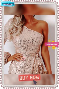 One-shoulder Sequined Irregular Dress One Shoulder