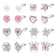 PRICES MAY VARY. ❤【CUTE STUD EARRINGS SET】8 Pairs pink screw back earrings come in a set, including butterfly earrings, heart stud earrings, cz stud earrings, flower stud earrings, crystal ball twist earrings and star screw earrings. Various styles earrings for girl women with sparkling appearance, give you a glamorous look and get more compliments. ❤【HYPOALLERGENIC EARRINGS】Adorable screw back earrings are made of premium 316L stainless steel, lead& nickel-free, suitable for sensitive skin. Inl Pink Heart Stud Earrings, Screw Earrings, Business Vision, Twist Earrings, Pink Stud Earrings, Cute Stud Earrings, Butterfly Heart, Steel Flowers, Pink Studs