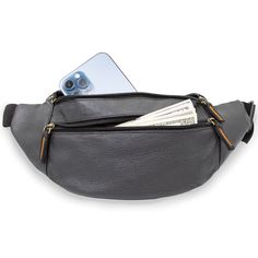 Paul Walter - New Waist Fanny Pack Travel Belt Bag Travel Pouch (Bb-236 Bk) Interior Features :- 1.100% Cowhide Leather 2. Large Capacity & Convenient 3. Adjustable Strap, Fits Waist Size Approx. Upto 46 Inch. 4. Paul Walter Branded Belt Bag 5. Size :- H - 6 Inch" X W - 14 Inch Approx". 6. Color :- Black 7. 3 Zippered Pocket 8. Multi-Functional : Lightweight Comfortable Waist Bag Is Perfect For Shopping, Travelling, Festivals, At Theme Parks, Great For Jogging, Dog Walking, Cycling, Hiking And O Black Belt Bag With Pockets For Business, Black Business Belt Bag With Pockets, Casual Business Belt Bag With Zipper Pocket, Casual Business Belt Bag With Pockets, Daily Use Leather Belt Bag With Anti-theft Pocket, Belt Bag For Men, Travel Belt, Leather Fanny Pack, Branded Belts