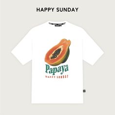 Get ready for your next beach getaway with our Happy Sunday Fruit Collection T-Shirt! Designed with vibrant and playful fruit prints, this t-shirt captures the essence of summer and relaxation. Key Features: - Vibrant Fruit Prints: Celebrate the joy of summer with our unique and eye-catching fruit designs. Perfect for adding a splash of color to your holiday wardrobe. - Unisex Fit: This t-shirt features a relaxed, oversized fit that's comfortable for everyone. Ideal for both men and women, it's a versatile piece that suits any beach adventure. - High-Quality Material: Made from premium cotton, this t-shirt is soft, breathable, and durable, ensuring you stay comfortable and cool under the sun. - Perfect for Any Occasion: Whether you're lounging by the sea, exploring coastal towns, or enjoyi Oversized Orange Summer T-shirt, Orange Summer T-shirt With Graphic Print, Summer Orange T-shirt With Graphic Print, Orange Graphic Print Summer T-shirt, Casual Orange T-shirt For Vacation, Orange Graphic Print T-shirt For Summer, Trendy Funny Print T-shirt For Vacation, Trendy White T-shirt With Fruit Print, Summer Orange Relaxed Fit T-shirt