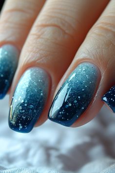 Blue Ombre Nails January Nails 2024 Trends, Stage Dive, Sparkle Nail Designs, January Nail, January Nail Designs, Blue Ombre Nails, Blue Nail Art Designs, Nails Trend, January Nails