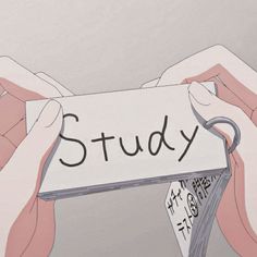 two hands holding up a piece of paper with the word study written on it