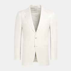 Unlined and half-canvassed for a casual, sporty wear, this off-white Havana is tailored to a slightly widened slim fit-it's the ideal layer to grab & go with any look. Luxury White Outerwear For Business Casual, Luxury White Business Casual Outerwear, Luxury White Outerwear With Hidden Button Closure, Luxury White Outerwear With Hidden Buttons, White Luxury Sport Coat With Hidden Button Closure, Luxury White Sport Coat With Hidden Button Closure, White Classic Blazer With Concealed Placket, Classic White Outerwear With Concealed Placket, White Tailored Luxury Sport Coat