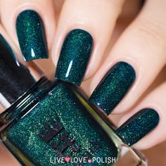 Swatch of A-England Saint George Nail Polish (The Legend Collection) Forest Green Nail Polish, Shimmer Nail Polish, Green Polish, Nails Nailpolish, Nail Shimmer, Green Nail Polish, Green Nail, Nail Polish Art, Nail Polish Designs