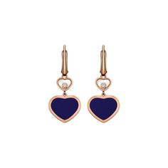 Chopard Jewelry - Happy Hearts Ethical Rose Gold Diamond Blue Earrings | Manfredi Jewels Chopard Jewelry, Dancing Diamond, Happy Heart, House Gifts, Fine Watches, Core Values, Raw Material, Rose Gold Diamonds, Blue Earrings