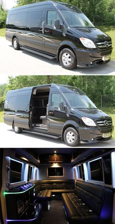 the inside and outside view of a limo