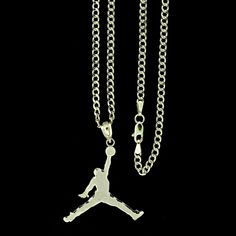 "Product Description: Brand New 10K Solid Yellow Gold Diamond Cut Jesus Crucifix Anchor Cross Charm Pendant Approximate Weight: 1.5 Grams Approximate Height: 1.25\" inches including bail Approximate Width: 1.0\" inches Design: Michael Jordan Jumpman Pendant Chain Length: 16\" 18\"-20\"-22\"-24\" Chain Width: 2.5mm Approximate Chain Weight: 2.0 - 4.0 Grams  Metal: Real, Genuine 10K Yellow Gold ( Not Plated) Metal Purity: Stamped 10K Material: 10K Genuine, Real Gold Metal Stamp: 10K Country of Manufacture: Italy Comes in a Beautiful Free Gift Box These Chains & Pendants are 100% Authentic 10K Gold \"Not Plated or Filled\" This is a Beautiful Genuine 10K Solid Yellow Gold Pendant and Will look Great on Men & Women. While each gold chain looks amazing worn alone, thicknesses 2mm-3.5mm are an e Real Gold Chains, Cuban Link Chain Necklaces, Gold Chain Design, Gold Rope Chains, Initial Jewelry, Cuban Link Chain, Yellow Gold Pendants, Cross Charms, Chain Link Necklace