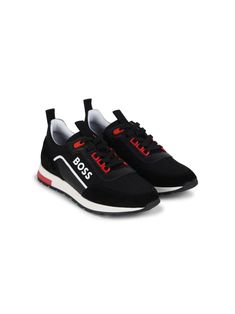 black/white/red calf leather mesh panelling logo print to the side round toe front lace-up fastening double pull-tab at the opening branded insole flat rubber sole Sporty Low-top Running Shoes With Logo, Lace-up Running Shoes For Light Sports With Logo, Sporty Running Shoes With Logo And Round Toe, Sporty Running Shoes With Round Toe And Logo, Logo Sneakers With Round Toe For Jogging, Jogging Sneakers With Logo And Round Toe, Logo Sneakers For Jogging With Round Toe, Lace-up Sneakers With Logo Print For Running, Sporty High-top Running Shoes With Logo Print