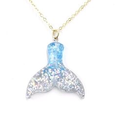 Brand New!! Super Pretty!! Mermaid Tale Pendant On Gold Tone Chain Bundle And Save!! {T15} Blue Necklace With Lobster Clasp For Party, Blue Glitter Jewelry For Party, Mermaid Tails Aesthetic, Tails Aesthetic, Rainbow Activities, Lucky Charm Necklace, Engraved Bar Necklace, Resin Pendant Necklace, Mermaid Pendant