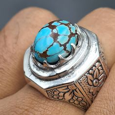 Natural Very old Rare Feroza Stone Beautiful Pattern Naturally Shajri Feroza Turquoise Stone Ring Handmade Ring 925 Sterling Silver Ring size 8 US Resize able FedEx Shipping Contact me for the details Traditional Oval Signet Ring For Wedding, Traditional Handmade Signet Ring For Ceremonial Use, Traditional Handmade Round Signet Ring, Traditional Silver Turquoise Ring, Traditional Oval Turquoise Ring, Artisan Rings With Stones, Traditional Gemstone Signet Ring As Gift, Traditional Handmade Signet Ring For Anniversary, Traditional Silver Gemstone Rings