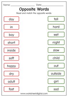 opposite and opposite words worksheet for kids to practice their english language workbook