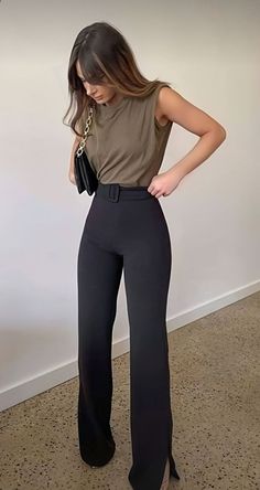 Black Jeans Business Casual Work Outfits, Black Slacks Work Outfit, Lawyer Mom Aesthetic, 5 Ft Tall Women Outfit, Court House Outfits Women, Bartender Interview Outfit, Basic Business Casual Outfits, Work Function Outfit, Nhs Induction Ceremony Outfit