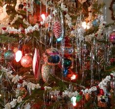 a decorated christmas tree with ornaments and lights