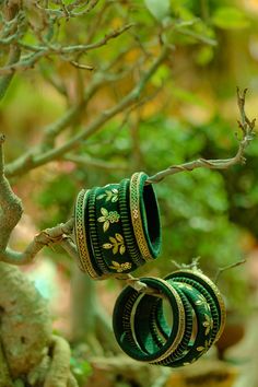 Buy Forest Green Handmade Customisable Bangles Online in India - Etsy Diy Earrings Materials, Silk Thread Bangles Design, Silk Bangles, Beautiful Bangles, Thread Bangles Design, Bangle Design, Silk Thread Bangles, Fancy Jewellery Designs, Crochet Hair Accessories