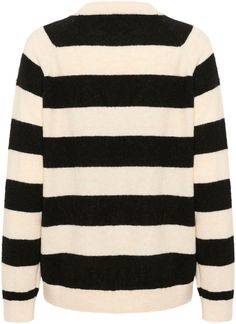 Pasform: Loose fit, Udformning: Lång ärm Button Cardigan, White Cardigan, Knitwear Cardigan, Saint Tropez, Roll Neck, Knitted Jumper, Black Stripes, Knit Cardigan, Knitwear