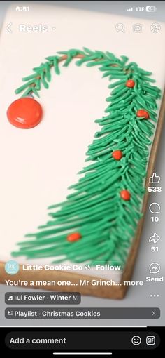 a cookie decorated like a christmas tree