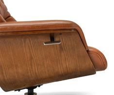 the reclining chair is made from wood and leather