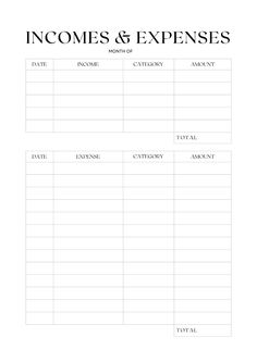 the printable worksheet for an invoice and expense form is shown