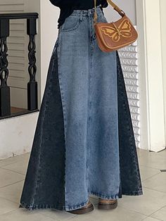 Upcycle Jeans Skirt, Diy Denim Skirt, Modest Casual Outfits, Modest Dresses Casual, Diy Skirt, Diy Fashion Clothing