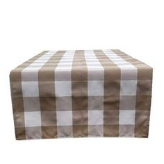 a brown and white checkered table cloth