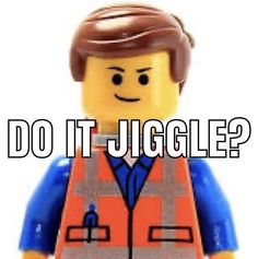 a lego man wearing an orange vest and blue shirt with the words do it juggle?