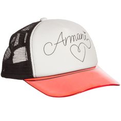 ARMANI JUNIOR White & Black Logo Cap with Clear Red Peak Armani White