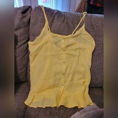 Yellow, Nwt Spaghetti Strap Top Casual Sleeveless Camisole For Daytime, Summer Daytime Top With Spaghetti Straps, Casual Spring Camisole For Daytime, Casual Spring Daytime Camisole, Summer Spaghetti Strap Tops For Daytime, Zara Summer Cotton Tank Top, Zara Sleeveless Top For Beach, Zara Sleeveless Top For The Beach, Sleeveless Zara Tops For Vacation