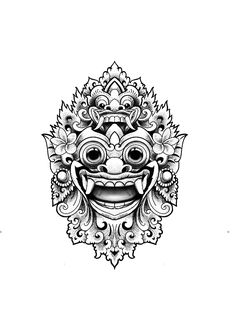 a drawing of a mask with ornate designs on it