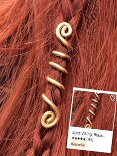 2pcs Viking Brass Hair Bead Hair Ring Spiral Tribal Style Hair | Etsy Hair Braid Beads, Hair Jewelry For Braids, Braided Beard, Viking Jewellery, Celtic Hair, Snake Hair, Bead Hair, Viking Hair, Ren Fest