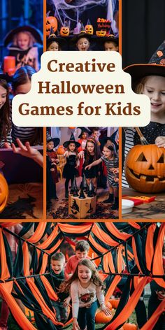 halloween games for kids with pumpkins and witches in the background text overlay reads creative halloween games for kids