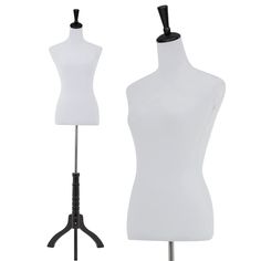 a white mannequin is standing on a black tripod and it's next to the dummy