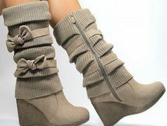 Bow Boots, Cute Boots, Crazy Shoes, Pretty Shoes, Shoe Obsession, Dream Shoes, Wedge Boots, On The Side