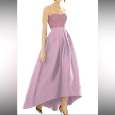 Brand New- Nwt, Never Worn. Elegant High Low, Two-Toned Alfred Sung Gown. Has Removable Straps That Can Be Added. Color Is ‘Suede Rose’ Purple A-line Evening Dress For Bridesmaids, Fitted Purple Gown With Pleated Bodice, Purple Sleeveless Spring Gown, Purple A-line Bridesmaid Evening Dress, Purple A-line Evening Dress For Spring, Fitted Purple Gown For Wedding Guest, Purple Strapless Evening Dress For Bridesmaid, Strapless Purple Bridesmaid Evening Dress, Spring Purple Gown With Fitted Bodice