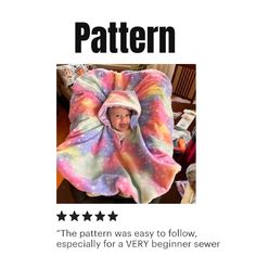 a baby wrapped in a blanket with the caption pattern